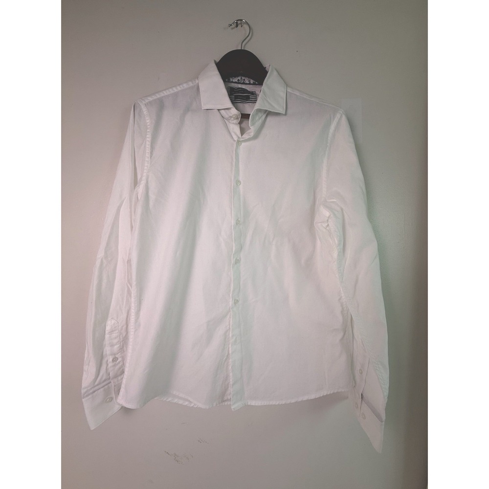 Denim & Flower Ricky Singh White Button Up Shirt Large Cotton Preppy Casual